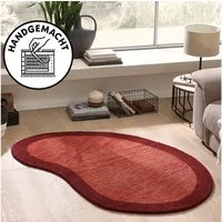 THEKO Wollteppich Gabbeh Super, Handweb, Teppich, Bordüre, reine Wolle, oval, Höhe: 9 mm, Schlafzimmer, Wohnzimmer, Esszimmer, auch als Läufer, eckig oder rund