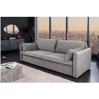 riess-ambiente Schlafsofa APARTMENT 215cm grau · 3-Sitzer-Couch mit Cord-Bezug inkl. Kissen, Einzelartikel 1 Teile, mit Bettfunktion für Wohn- oder Gästezimmer · inklusive Bettkasten