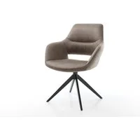DELIFE Polsterstuhl Yago-Flex, mit Armlehnen Kreuzgestell breit Schwarz Mikrofaser Taupe Vintage 360°