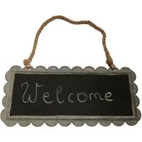 Lifestyle for Home Standtafel Beschreibbares Metallschild zum Aufhängen als Lächelbrett mit Kordel