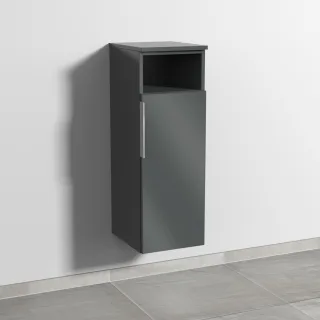 Sanipa 3way Mittelschrank mit 1 Tür und 1 offenem Fach, Anthrazit-Glanz, UF13179 UF13179