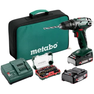 Metabo Akku-Bohrschrauber BS 18 Set mit Bit-Box SP (32-teilig) - Werkzeugtasche - 18V 2x2Ah Li-Power - 602207930