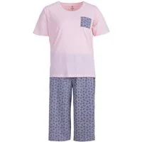 zeitlos Shorty Pyjama Set Capri - Rose Herz Brusttasche