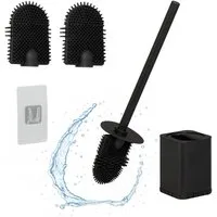 relaxdays WC-Reinigungsbürste Flache Toilettenbürste zur Wandmontage, schwarz