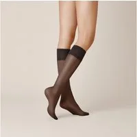 KUNERT Kniestrümpfe SATIN LOOK 20 bequemer, druckfreier Wohlfühlbund, transparent, glänzend