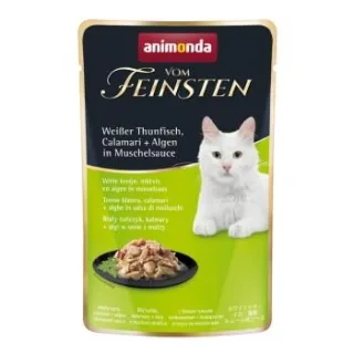 animonda Vom Feinsten Nassfutter Katze, Adult 18x50g mit weißem Thunfisch, Calamari und Algen, in Sauce