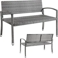 TLGREEN Gartenbank Polyrattan Sitzbank Wetterfest, 2 Sitzer Parkbank (Rattanbank), aus UV-beständigem Polyrattan-Geflecht