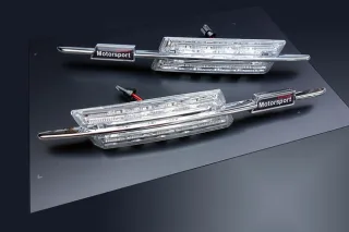 2x LED Seitenblinker Blinker in Silber SET für BMW 3er E46 LCI Facelift Modelle 09/2001-03/2005