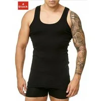 DDOnlineShop Unterhemd Herren Tank Top – Achselshirt Schwarz – Größe M bis XXL (Spar-Set, 4-St., 4er-Pack) Feinripp-Premium Qualität