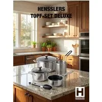 HENSSLERS Kochtopf HENSSLERS Edelstahl-Topf-Set inkl. Grillzange & Pastasieb, Edelstahl (Set, 7-tlg)