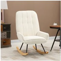 HOMCOM Schaukelstuhl mit Sherpa-Vlies Relaxstuhl, Wohnzimmersessel (Schaukelsessel, 1 St), für Wohnzimmer, Schlafzimmer, Sherpa Vlies, Cremeweiß