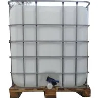 Voxtrade Bewässerungssystem IBC Container Regenwassertank 1000L Holz Palette, stabile Palette