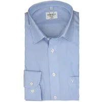 MARVELIS Businesshemd Blau Weiß gestreift, Modern Fit, Bügelfrei, 100% Baumwolle, New Kent