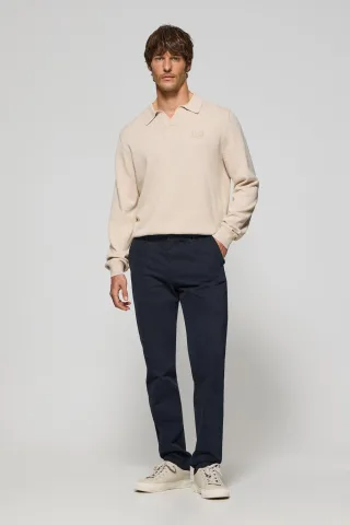 Chinohose Vanya marineblau mit Polo Club Stickerei