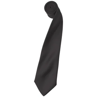 Premier Mens Plain Satin Krawatte (schmale Klinge) (2er-Pack) (Dunkelgrau)