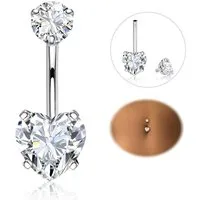 LuxusKollektion Bauchnabelpiercing Diamday Bauchnabelpiercing 316L Chirurgenstahl CZ Silber 14G Barbell