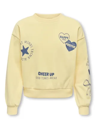 KIDS ONLY - KOGSABINA SCHOOL L/S O-NECK PRINTED SWT Mellow Yellow - Gr. - 164