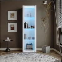 OKWISH Vitrine mit LED-Beleuchtung, 1 Glasboden, Vitrine (Packung, 1-St., Mit LED-Beleuchtung und 4 Fächern) Vitrine mit LED-Beleuchtung, 1 Glasboden