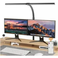 AeroAxis Schreibtischlampe Doppelkopf 24W 80CM LED Schreibtischlampe Dimmbar für Home Office, LED fest integriert, Kaltweiß/Naturweiß/Warmweiß