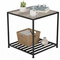 relaxdays Beistelltisch Industrial mit Ablage, Holzoptik-Schwarz