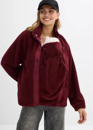 bonprix 3-in-1 Umstands- und Tragejacke aus Teddyfleece, rot, Gr.52/54 (XXL), Weiche Fleecejacke für die Schwangerschaft und danach
