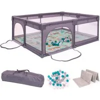 BabyGo Laufstall Bällebad, Playpark 2, inkl. 48 Spielbälle und Spielmatratze