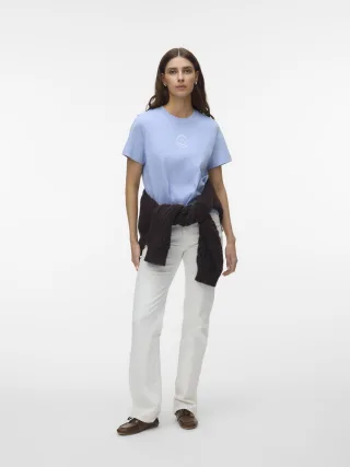 VERO MODA - VMSARA METTE SS TOP BOX JRS NOOS Brunnera Blue - Gr. - XL