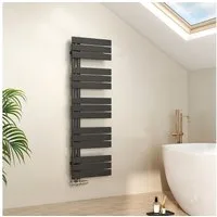 EMKE Paneelheizkörper Schwarz Flach Badheizkörper Design Handtuchtrockner, 132x40cm 570W Bad Warmwasser ohne Multiblock Seitenanschluss