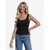 Imily Bela Tanktop Damen Gerippt mit quadratischem Ausschnitt Basic Sommer Top (Packung, 1-tlg., 1per-Pack) in Unifarbe
