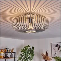 hofstein Deckenleuchte runde Deckenlampe aus Metall in Grau, ohne Leuchtmittel, Retro-mit Lichteffekt durch Gitter-Optik, Ø 40,5cm, E27-Fassung.