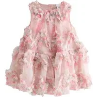 Next Tüllkleid Ärmelloses Mesh-Kleid mit Blumenmuster (1-tlg)
