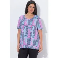 Ulla Popken T-Shirt T-Shirt Zierfalten A-Linie Herzausschnitt Halbarm