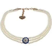 Alpenflüstern Collier Trachten-Perlen-Kropfkette Strass-Rondo (blau), - nostalgische Trachtenkette, eleganter Damen-Trachtenschmuck, Dirndlk