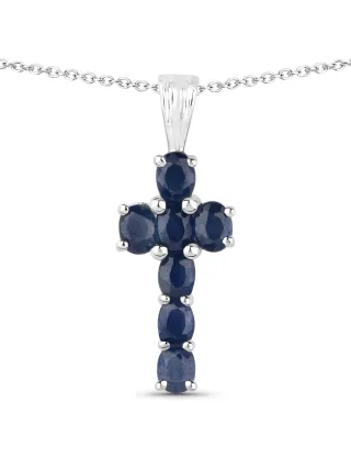 Vira Jewels Anhänger mit Kette 925-Sterling Silber rhodiniert Glänzend Saphir Blau