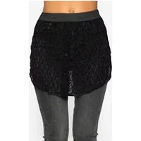 SASSYCLASSY Unterrock Blusenrock aus Spitze für Damen Eleganter Unterrock mit elastischem Bund und Knopfleiste Schwarz