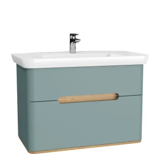 VitrA Sento Set 98 cm Waschtisch + Unterschrank 2 Laden Fjordgrün Matt,65878 65878