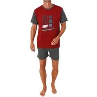 Normann Pyjama Normann Herren kurzarm Schlafanzug Shorty Pyjama mit edlen Frontprint