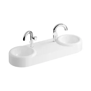 VitrA Liquid Doppelwaschtisch 121 cm 2 Becken 2 Hahnlöcher Weiß Hochglanz,7313B403-0041 7313B403-0041