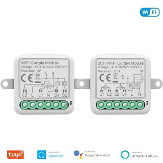 Tuya Smart Wifi Curtain Switch Module 3A Support 1/2 Gang Electric Motor for Roller Blinds Shutters APP Remote Control C
