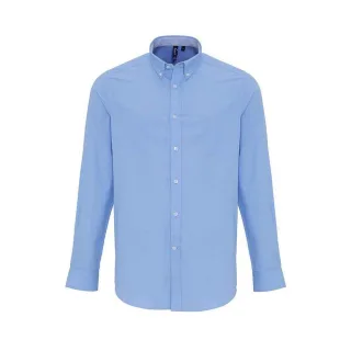 Premier Mens Striped Oxford Long-Sleeved Shirt (Oxford Blau)