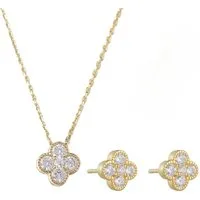 ROUGEMONT Schmuckset Glücksbringer Clover Damen Schmuckset 925 Sterling Silber 45cm, Hypoallergen