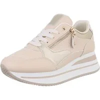 Ital-Design Damen Low-Top Freizeit Sneaker (88671439) Keilabsatz/Wedge Sneakers Low in Beige