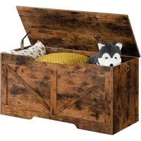 Hoobro Sitztruhe (Truhenbank aus Holz 100×40×50,5 cm, Sitzbank mit Stauraum), Spielzeugtruhe & Aufbewahrungsbox