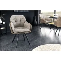 riess-ambiente Armlehnstuhl MR. LOUNGER anthrazit/grau – Microfaser & Stoff, mit Armlehne, Metall (Einzelartikel, 1 St), 180° drehbar mit Rückholmechanik – ideal für Esszimmer oder Büro