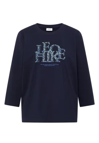CECIL - 3/4-Arm Shirt mit Wording im Leo-Look urban dark blue - Gr. - L