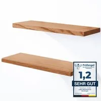 LAMO Manufaktur Wandregal LAMO Manufaktur 2 Stück Wandregal aus Holz 2x 42cm, Schweberegal Massiv 100% Echtholz, Wandregale SET 4 Gerade Farbe: Dunkel
