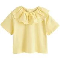 Next T-Shirt Top mit Lochstickereikragen 100 % Baumwolle (1-tlg)