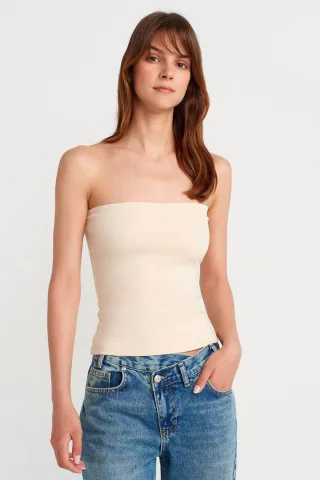 Trägerlose Slim-Fit-Jersey-Bluse