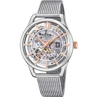Festina Automatikuhr Automatik F20627/1, Armbanduhr, Damenuhr, mechanische Uhr, Edelstahlarmband