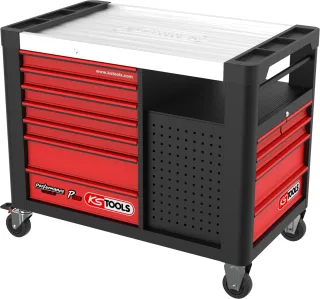 KS Tools PERFORMANCEplus P35 SCHWARZ-ROT Werkstattwagen mit 12 Schubladen - 873.5008